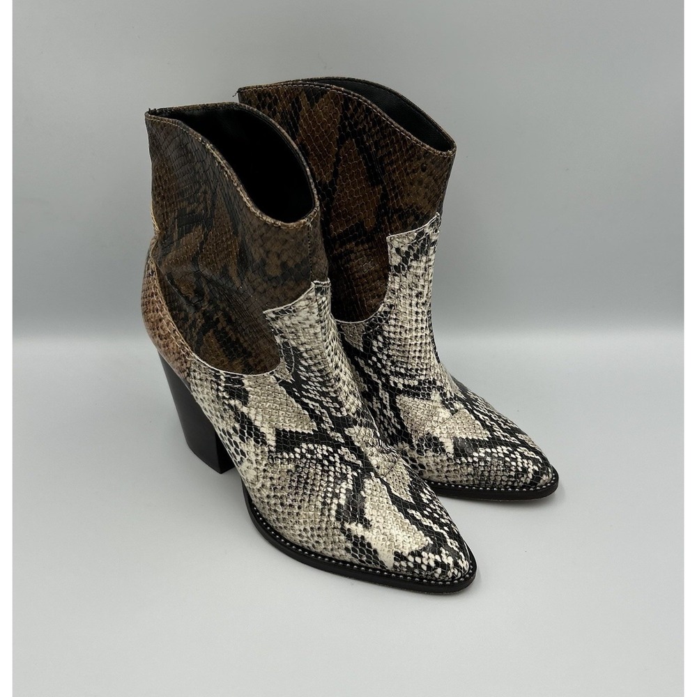 Schutz Haven Womens Snakeskin Leather Ankle Boots Size 5.5B